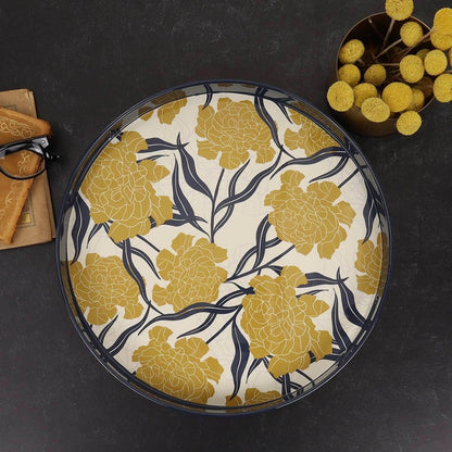 Marigold Round Laquer Serving Tray Tray - rockflowerpaper