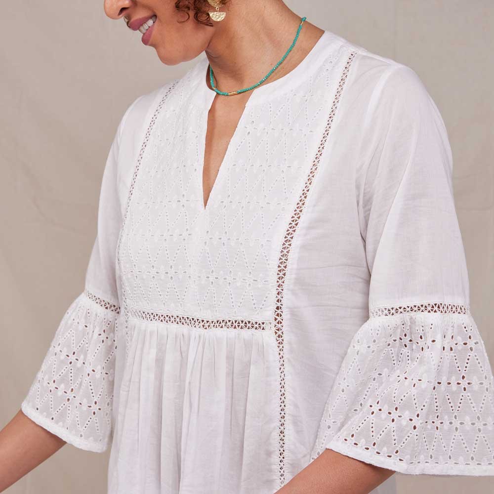 Melony White Eyelet Beach Dress Dress - rockflowerpaper