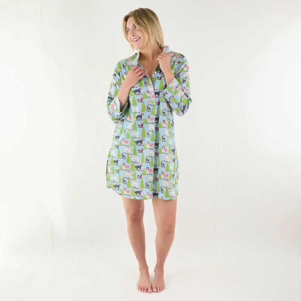 Merry Dogs Cotton Night Shirt Sleep Shirt - Rockflowerpaper