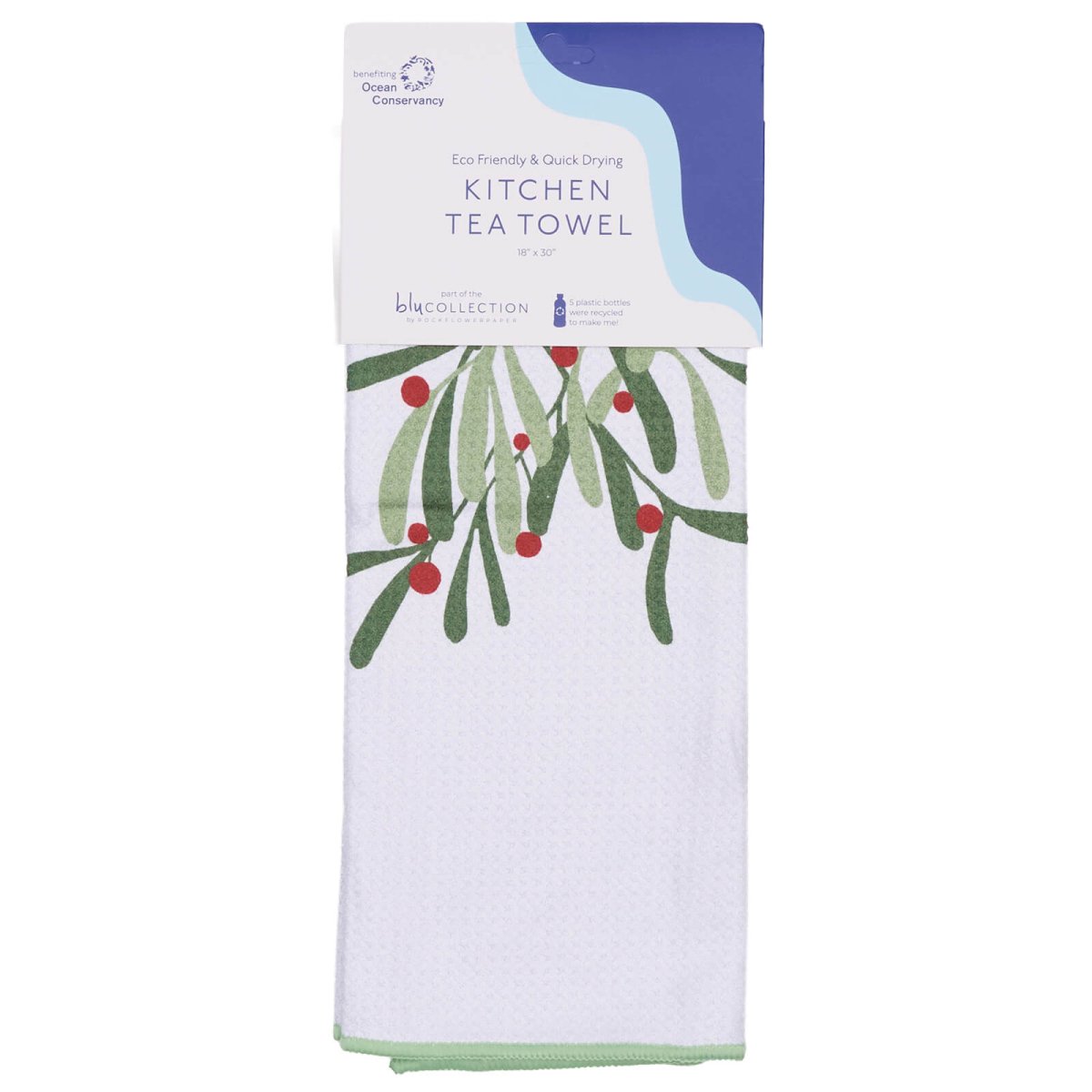 Mistletoe blu Kitchen Tea Towel-DBL Tea Towel - Rockflowerpaper