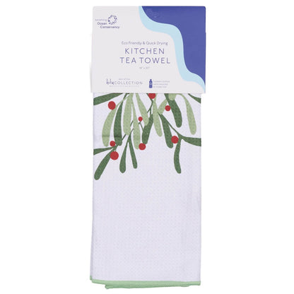 Mistletoe blu Kitchen Tea Towel-DBL Tea Towel - Rockflowerpaper