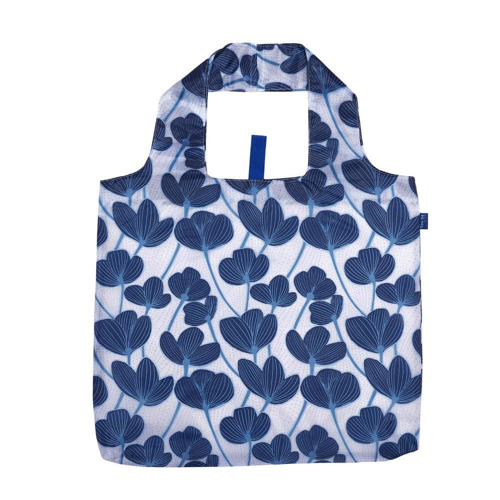 Modern Poppy Blu Bag Reusable Shopping Bag - Machine Washable Reusable Shopping Bag - rockflowerpaper