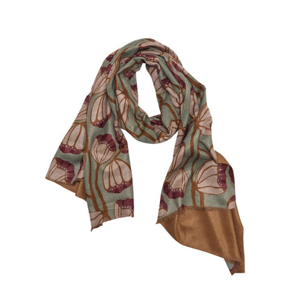 Modern Tulip Green Reversible Wrap Scarf - rockflowerpaper