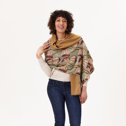 Modern Tulip Green Reversible Wrap Scarf - rockflowerpaper