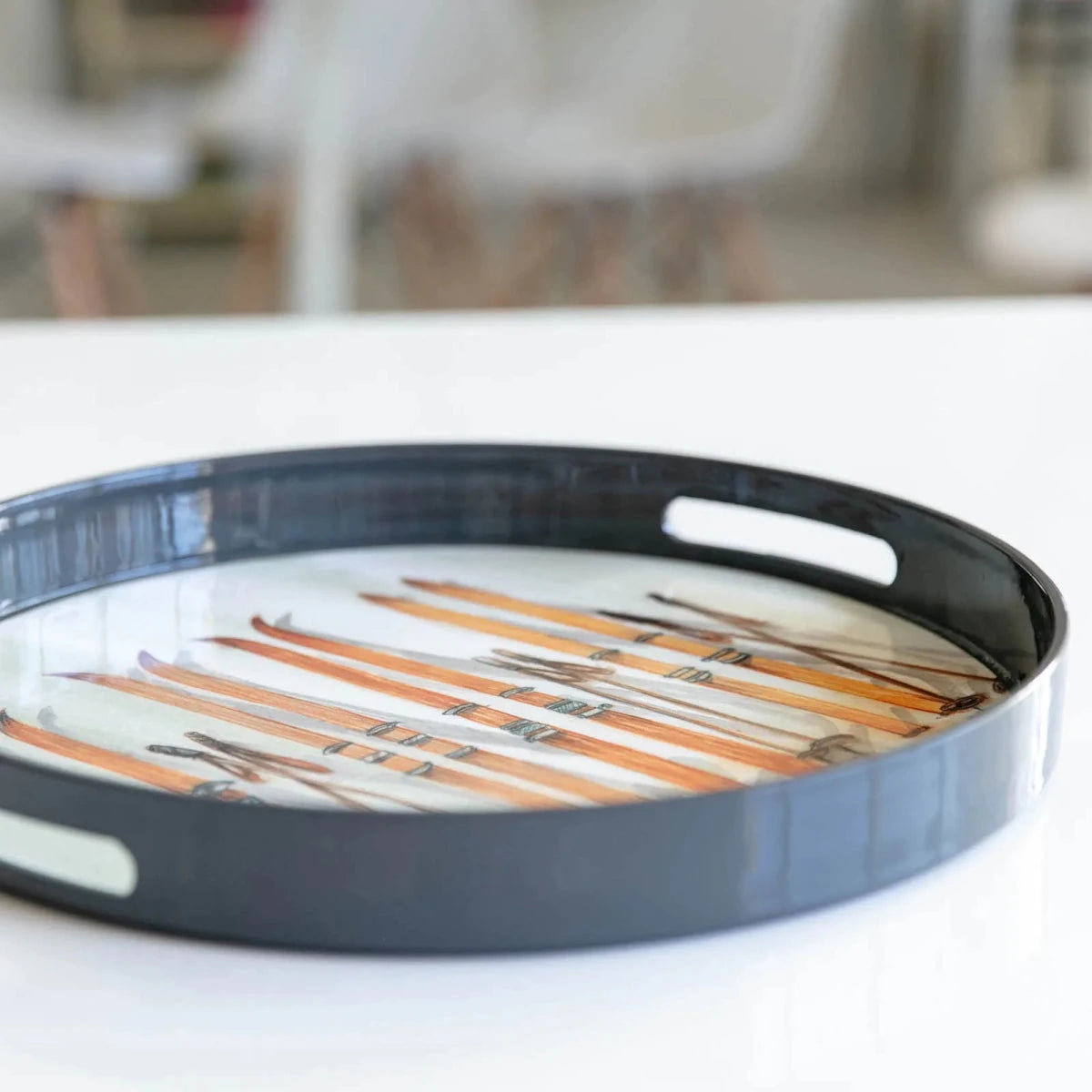 Mont Blanc Round Laquer Serving Tray Tray - Rockflowerpaper