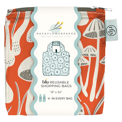Mushrooms Red blu Reusable Shopping Bag Reusable Shopping Bag - rockflowerpaper