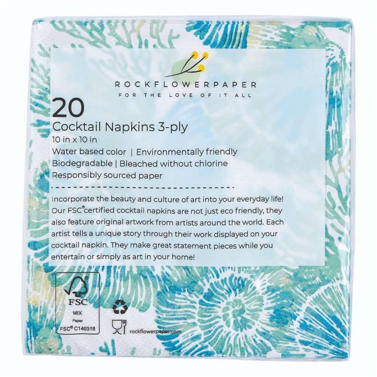 Nautilus Paper Cocktail Napkins (Pack of 20) Paper Cocktail Napkin - rockflowerpaper