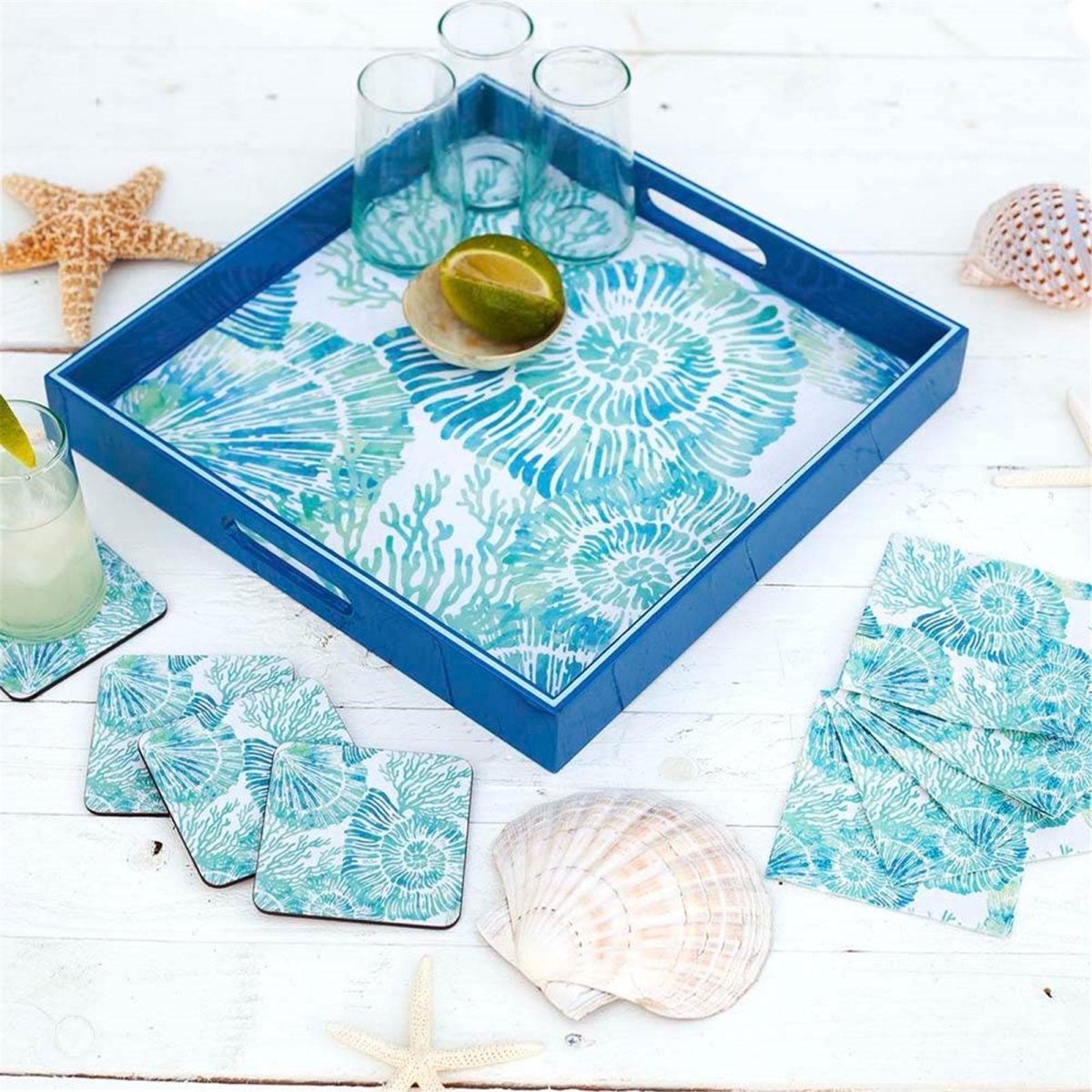 Nautilus Shells 15 Inch Square Tray Tray - rockflowerpaper