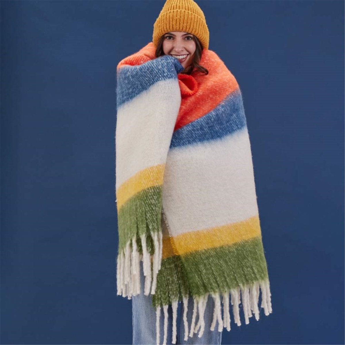 Navy Orange Cuddle Throw Throw Blanket - rockflowerpaper