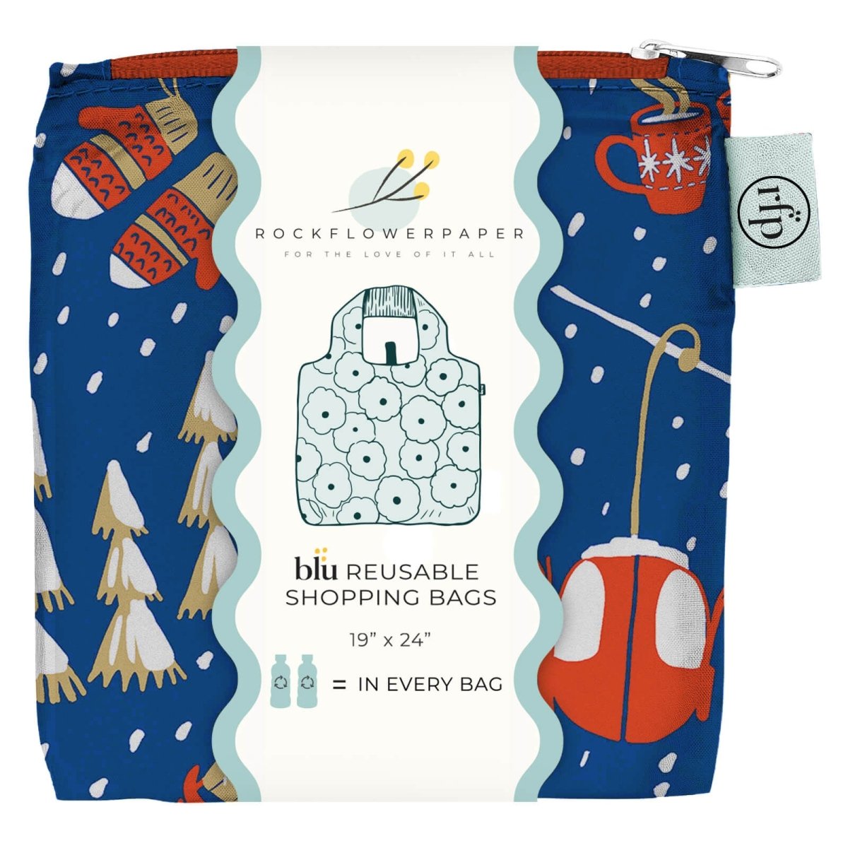Nordic Ski Navy blu Reusable Shopping Bag Reusable Shopping Bag - Rockflowerpaper