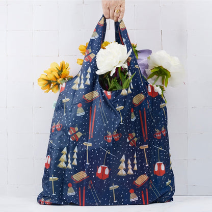 Nordic Ski Navy blu Reusable Shopping Bag Reusable Shopping Bag - Rockflowerpaper