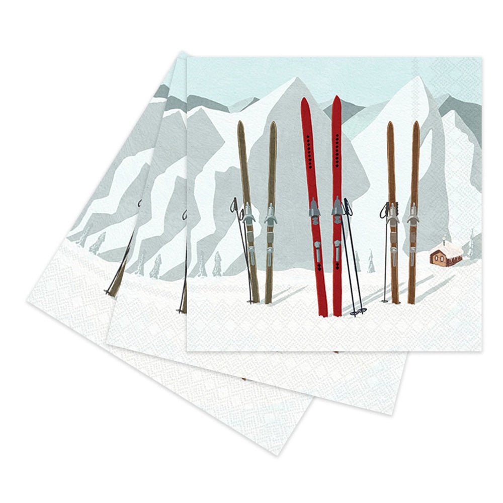 Nordic Ski Paper Cocktail Napkins (Pack of 20) Paper Cocktail Napkin - rockflowerpaper