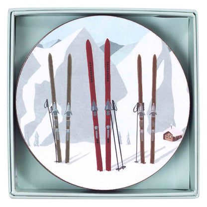 Nordic Ski Round Coaster - Set of 4 Coaster - rockflowerpaper