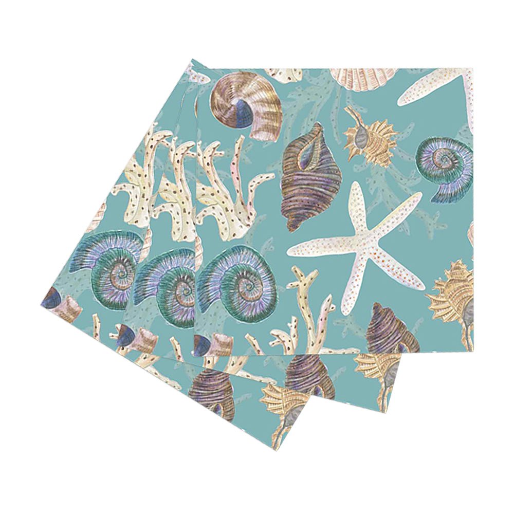 Ocean Sea Treasures Coastal Cocktail Napkins (Pack of 20) Paper Cocktail Napkin - rockflowerpaper