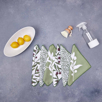 Olives Design Kitchen Dish Cloths - Set of 3 Reusable Dish Cloth - rockflowerpaper