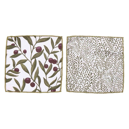 Olives Patterned Reusable Cocktail Napkins - Set of 8 Reusable Cocktail Napkin - rockflowerpaper