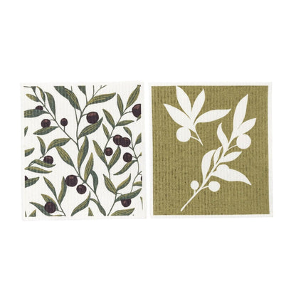 Olives Themed Eco - Friendly Sponge Cloth - Set of 2 Eco Cloth - rockflowerpaper