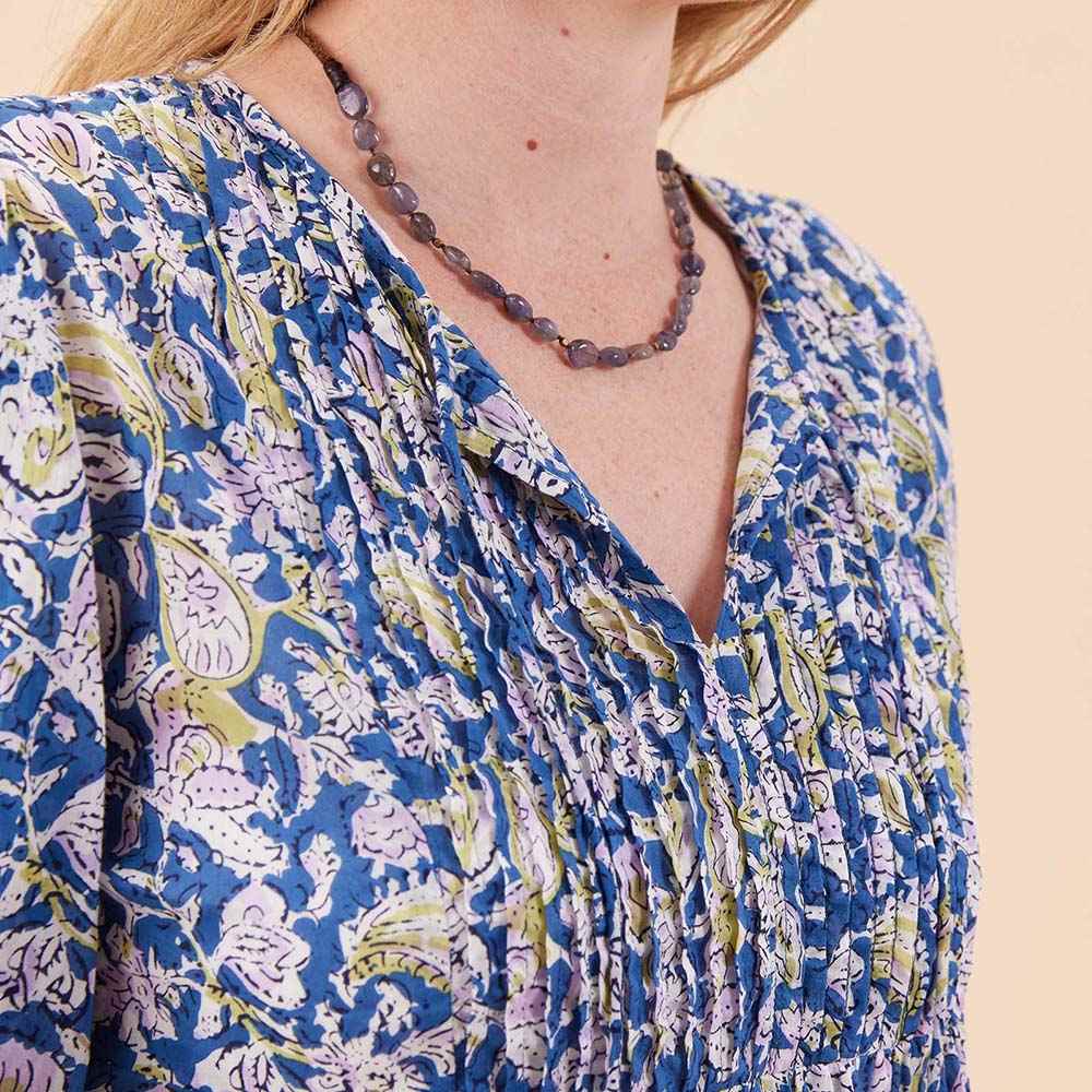 Ophelia Blue Cotton Pintuck Top Tunic - rockflowerpaper