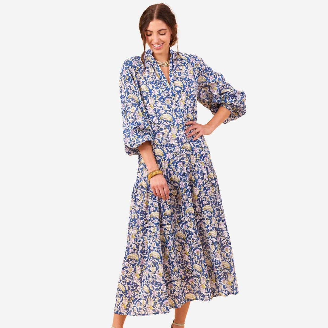 Ophelia Blue Drop Waist Maxi Dress Dress - rockflowerpaper