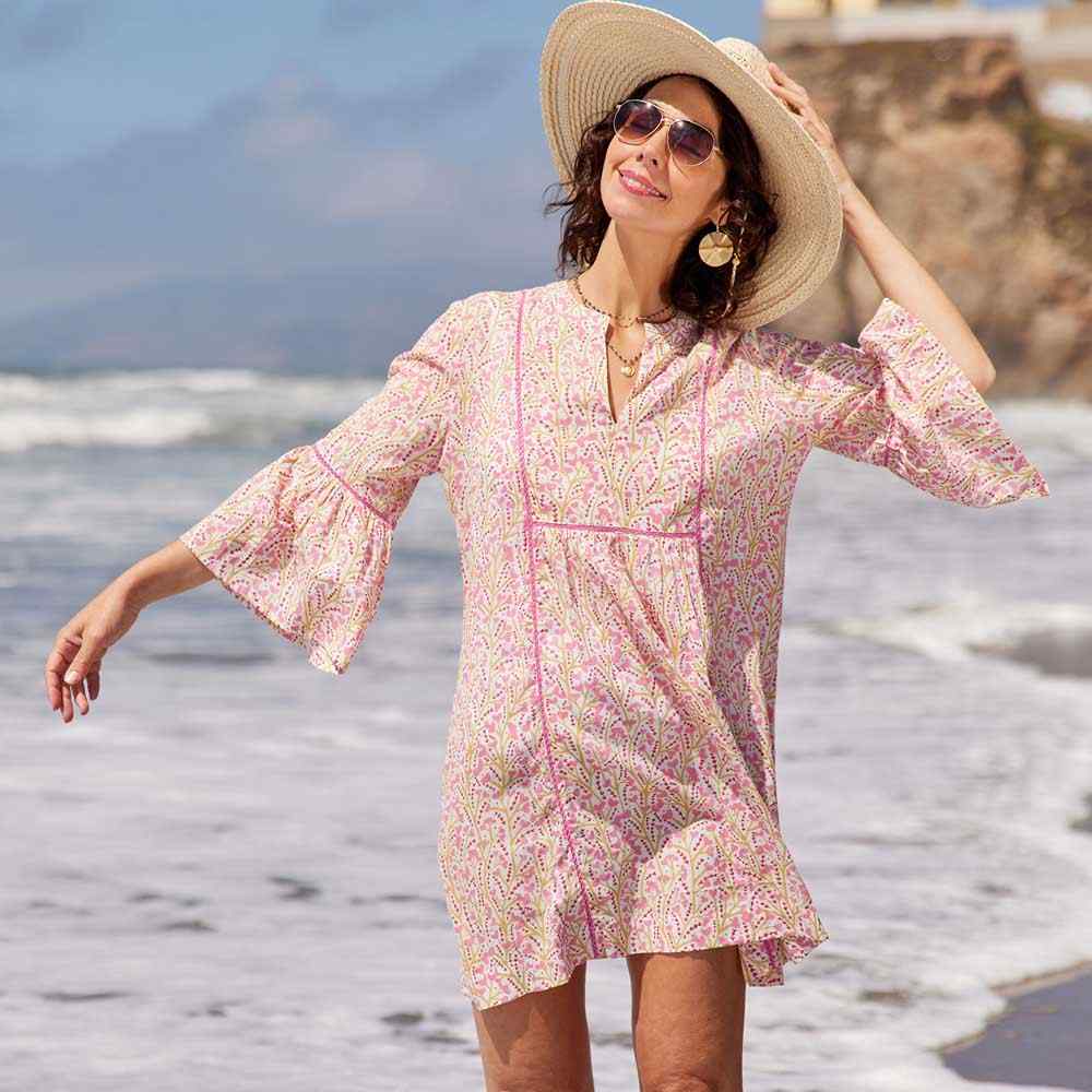 Petal Rose Pink Beach Dress Swim Cover Up - rockflowerpaper