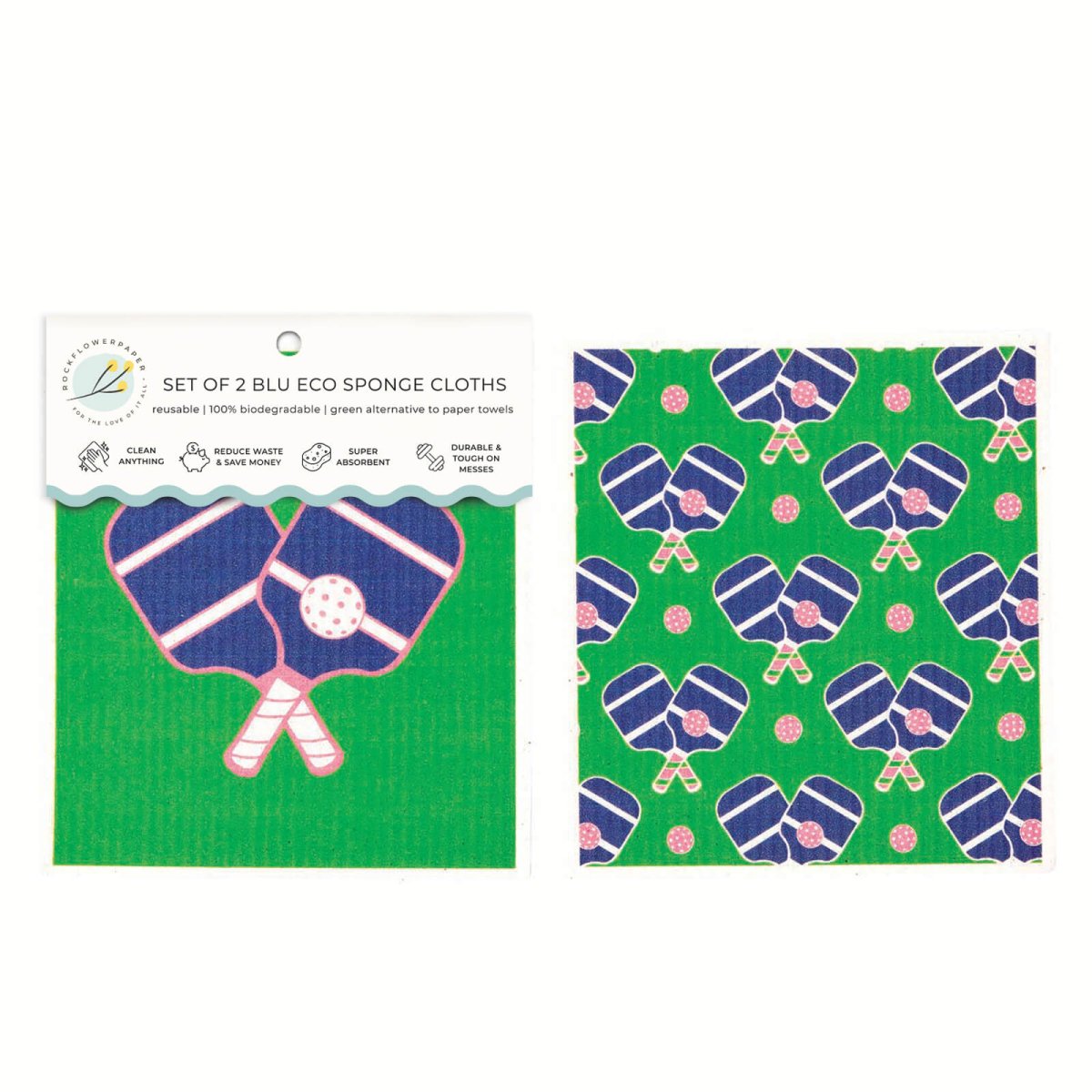 Pickleball blu Eco Sponge Cloths (Set of 2) Eco Cloth - Rockflowerpaper