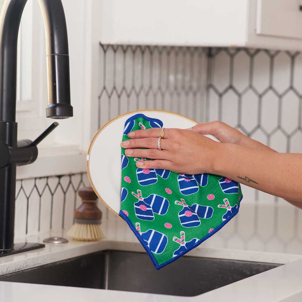 Pickleball blu Kitchen Dish Cloths (Set of 3) Reusable Dish Cloth - rockflowerpaper