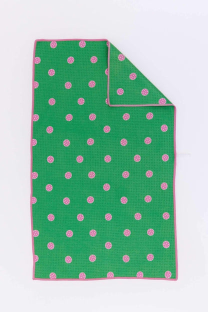 Pink and Green Polka Dots Eco Kitchen Tea Towel Tea Towel - Rockflowerpaper