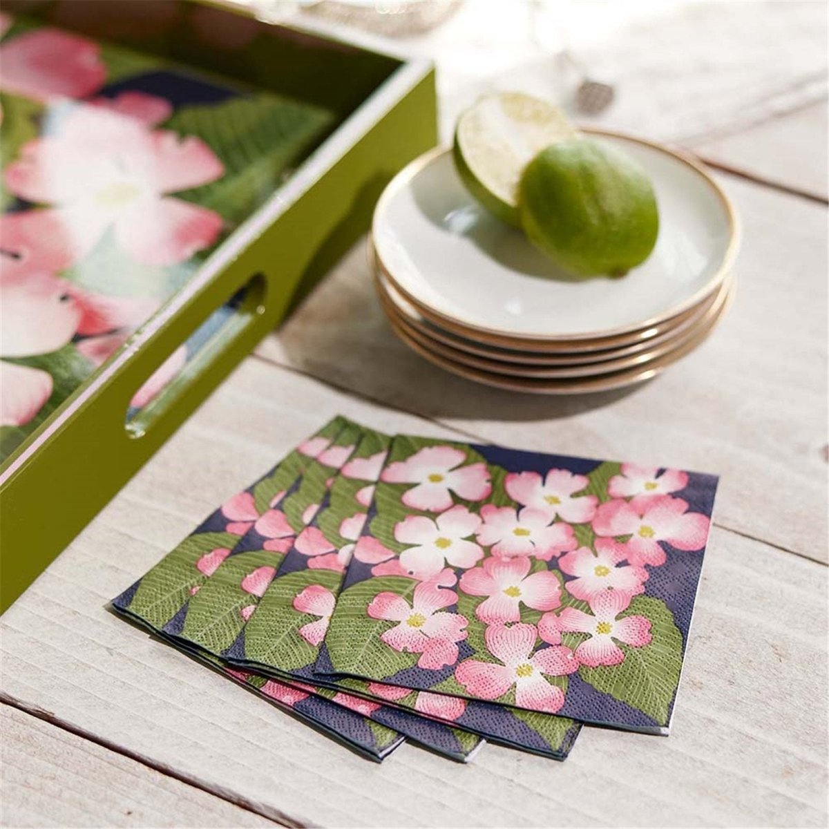 Pink Dogwood Paper Cocktail Napkins (Pack of 20) Paper Cocktail Napkin - rockflowerpaper