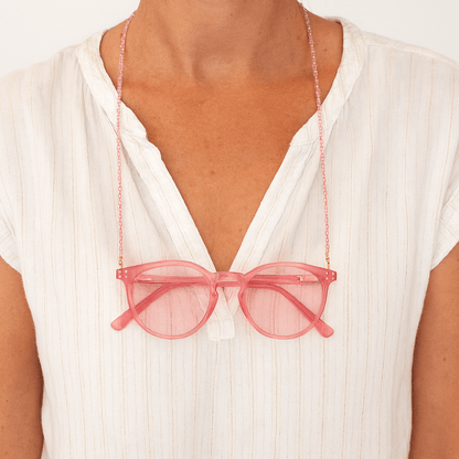 Pink Glass Beaded Lanyard Necklace for Glasses or Face Mask MASK - NECKLACE - rockflowerpaper