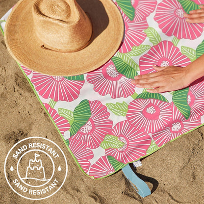 Pink Papaver Reversible Eco Beach Towel Beach Towel - Rockflowerpaper