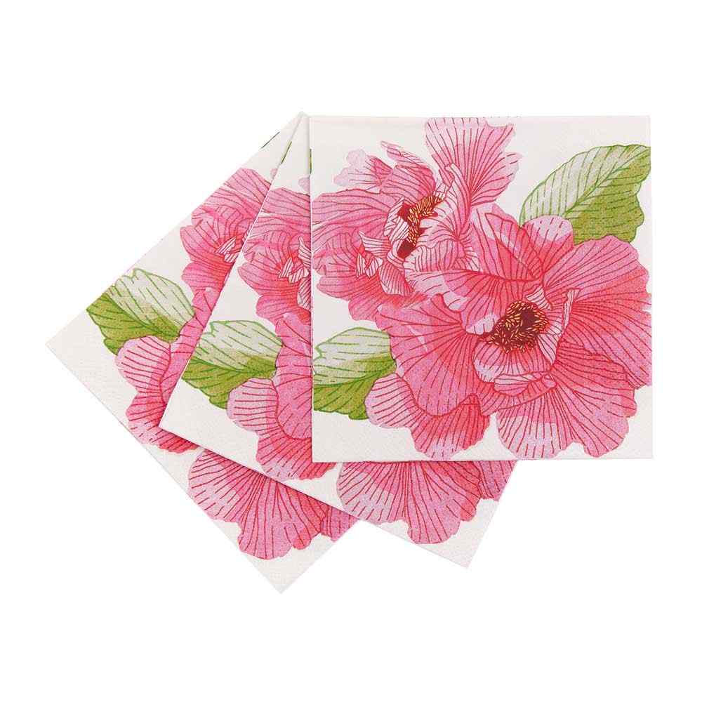 Pink Peony Paper Cocktail Napkins (Pack of 20) Paper Cocktail Napkin - rockflowerpaper