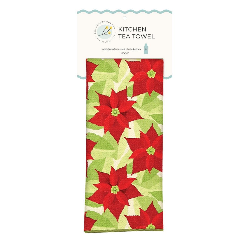 Poinsettia Eco Kitchen Tea Towel Tea Towel - Rockflowerpaper