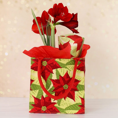 Poinsettia Reusable Itsy Bitsy Gift Bag Gift Bag - Rockflowerpaper