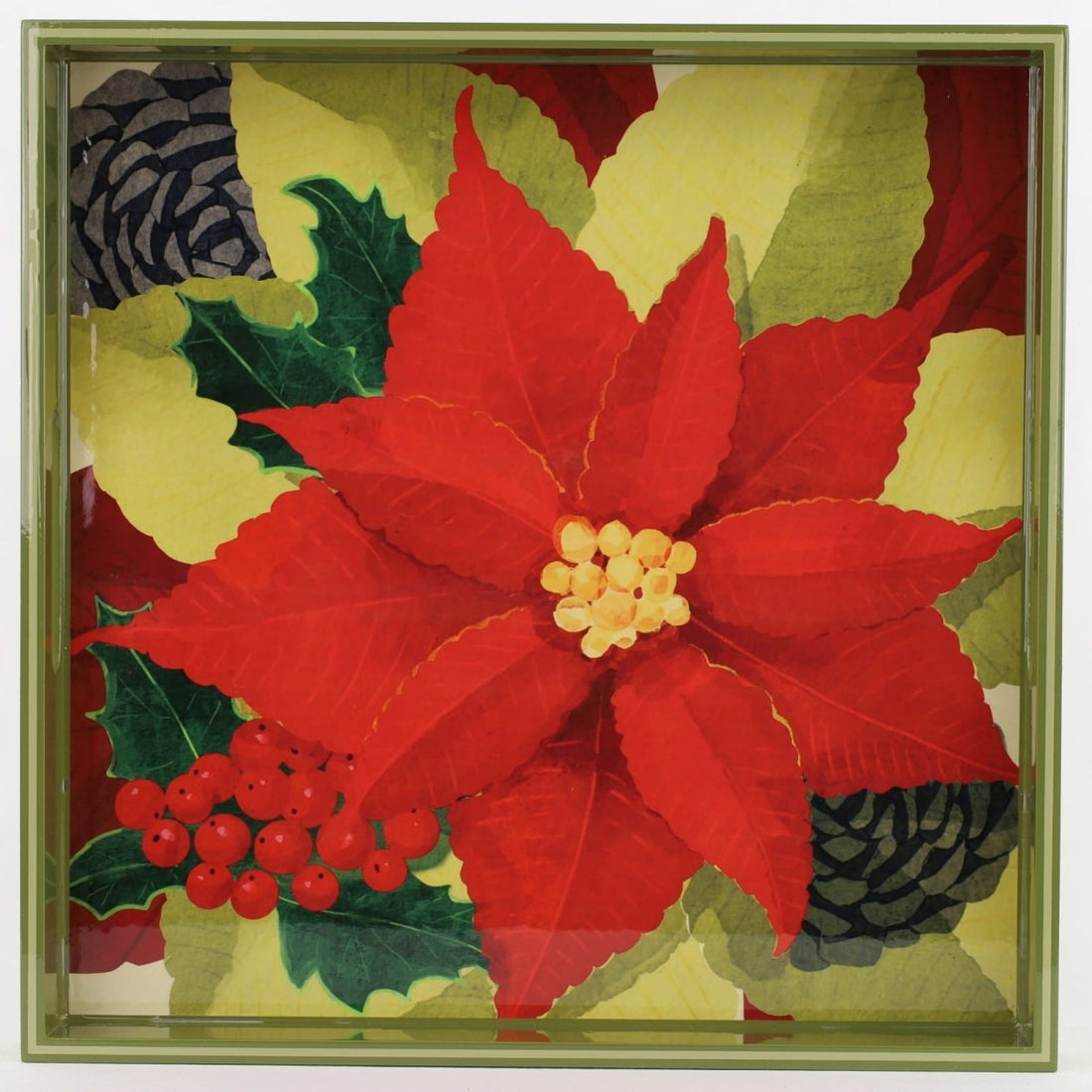 Poinsettia Square Lacquer Serving Tray Tray - Rockflowerpaper