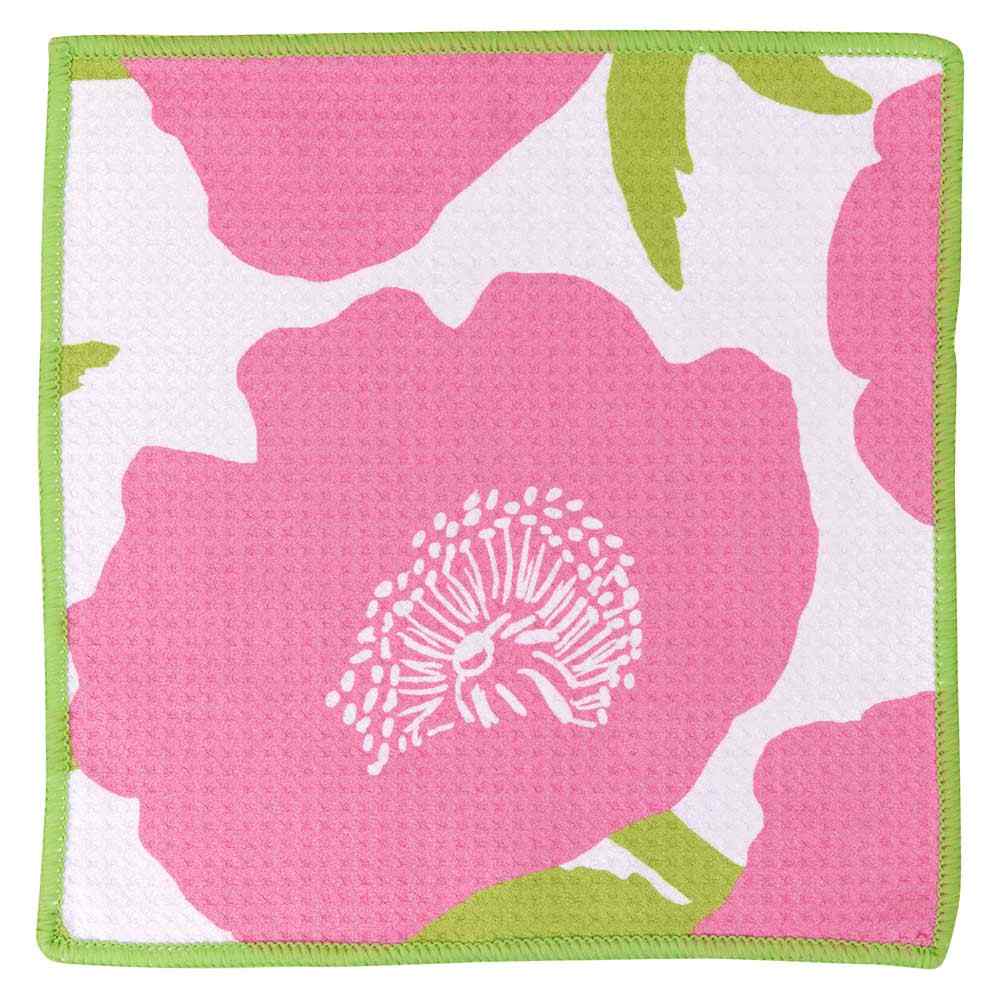 Poppies Pink blu Kitchen Dish Cloths (Set of 3) Reusable Dish Cloth - rockflowerpaper