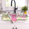 Poppies Pink blu Kitchen Dish Cloths (Set of 3)