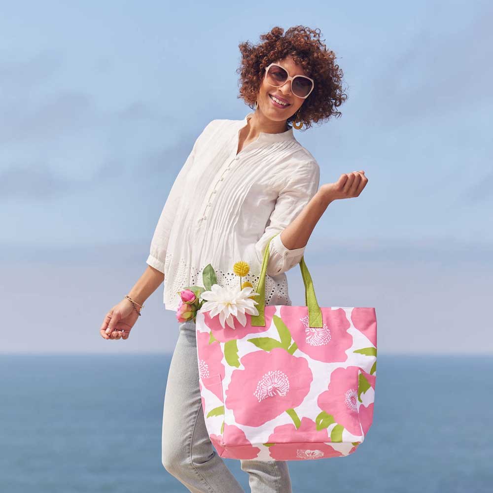 Poppies Pink Carryall Tote - rockflowerpaper