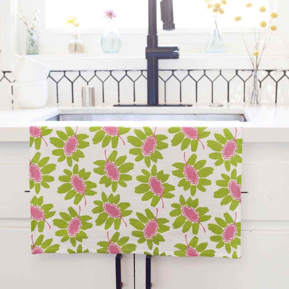 Poppies Pink Cotton Kitchen Towel (Set 3) Cotton Kitchen Towel - rockflowerpaper