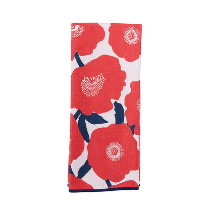 Poppies Red blu Kitchen Tea Towel Kitchen Towel - rockflowerpaper