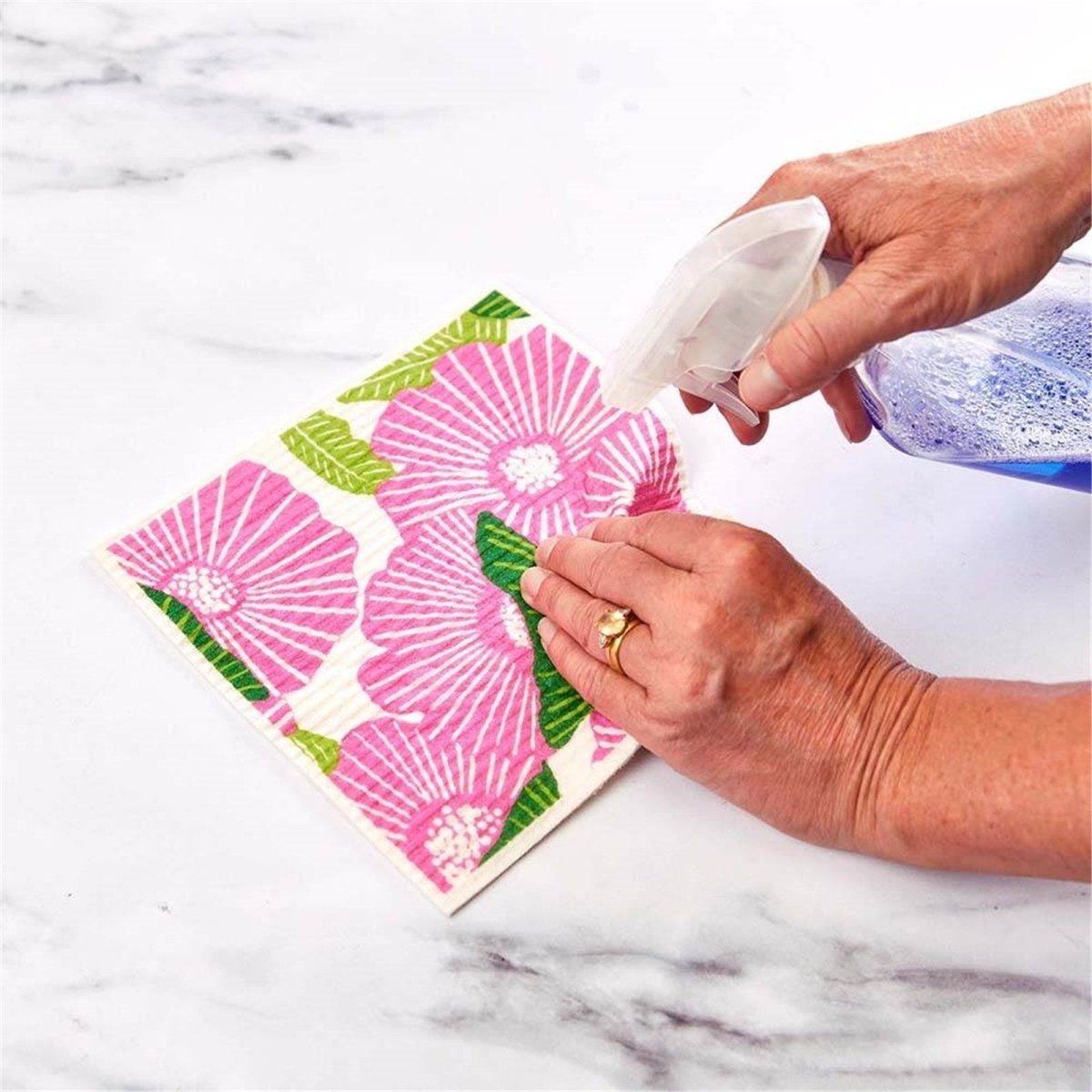 Poppy Papaver Eco - Friendly blu Sponge Cloth - Set of 2 Eco Cloth - rockflowerpaper