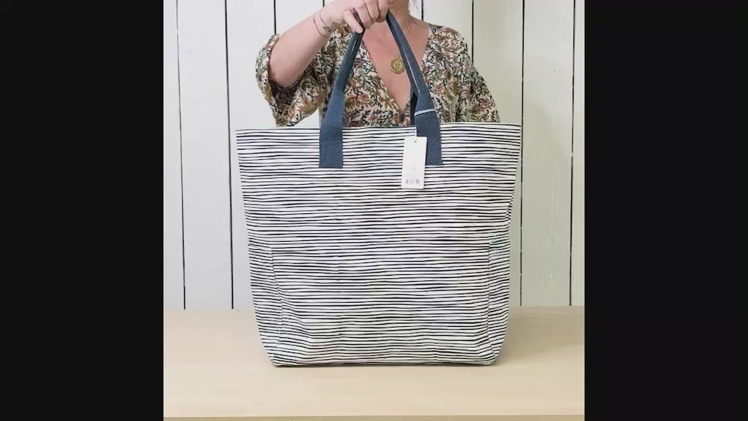 Suri Navy Canvas Carryall Tote Bag