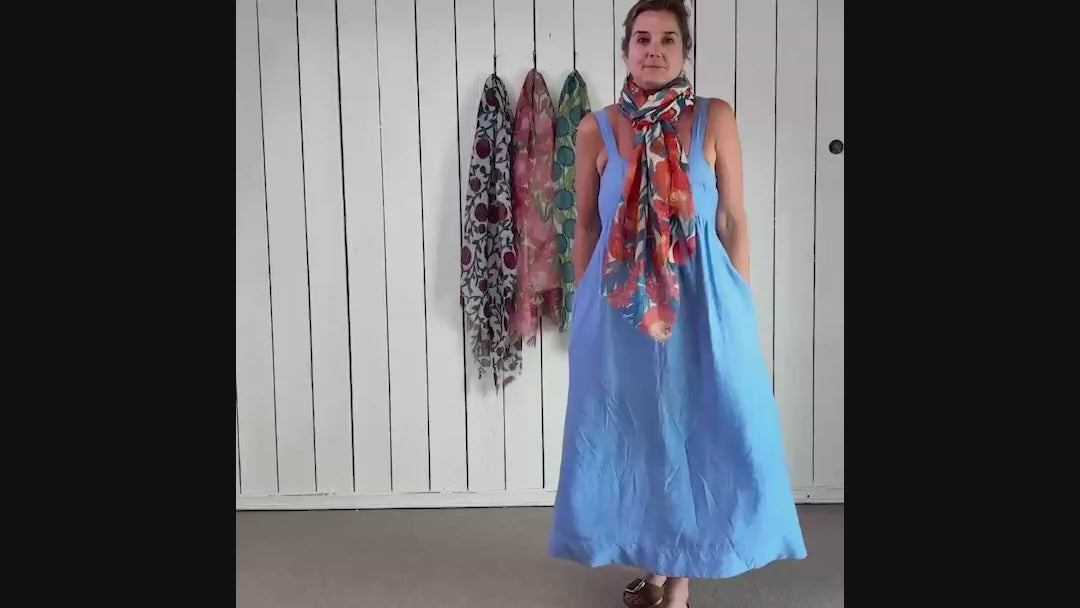 Icelandic Poppies Blue Featherweight Scarf