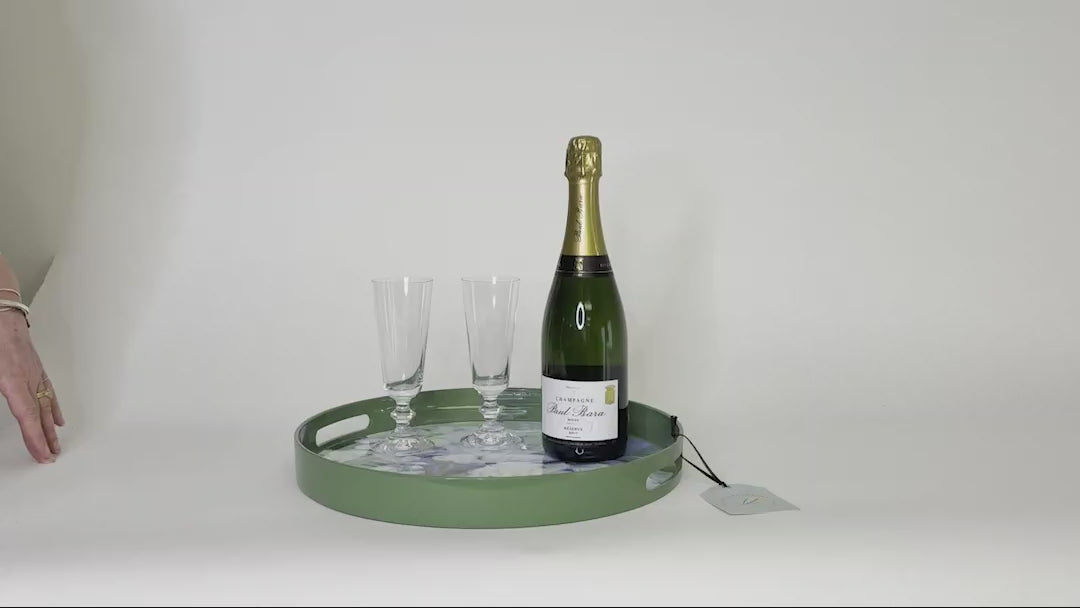 Lemon Blossoms  Round Lacquer Serving Tray