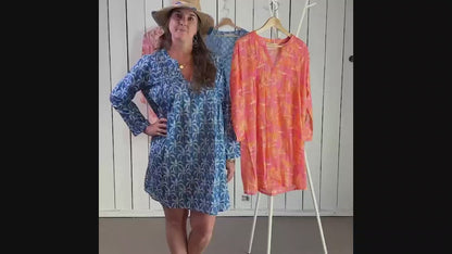 Safari Animals Pink Cotton Pintuck Beach Cover Up