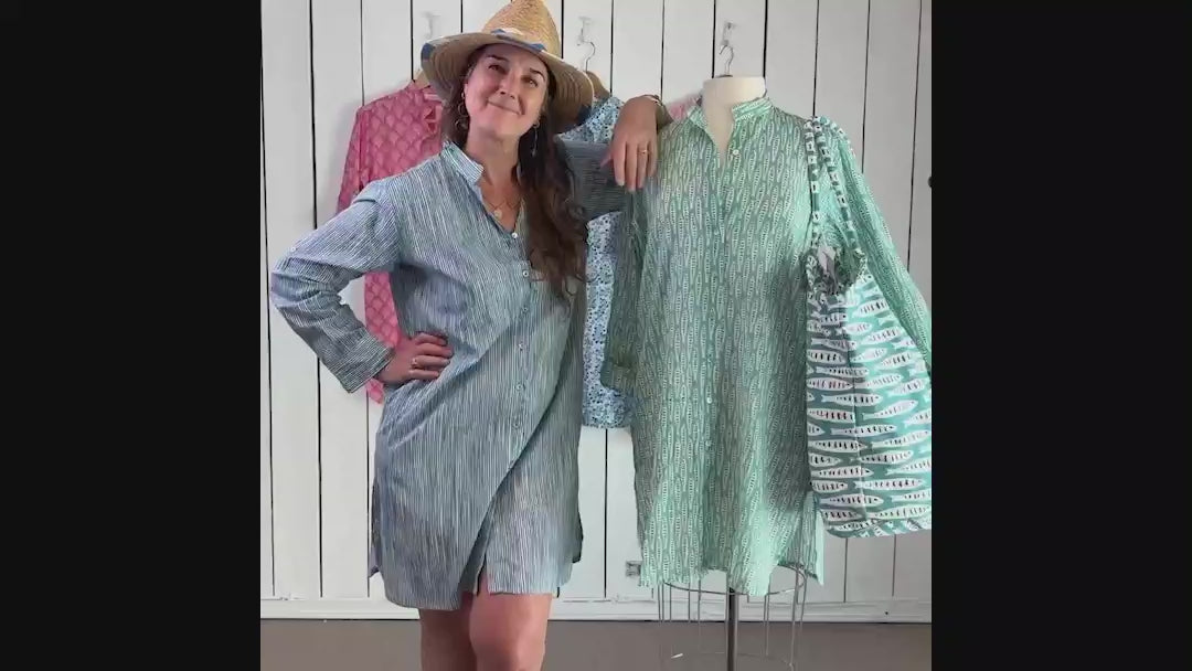 Fifer Pink Cotton Button Down Beach Tunic