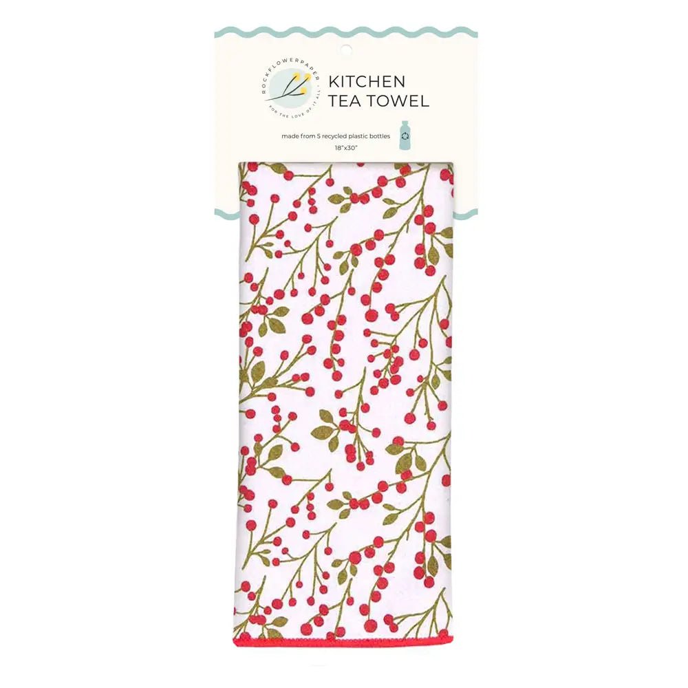 Red Berries Eco Kitchen Tea Towel Tea Towel - Rockflowerpaper