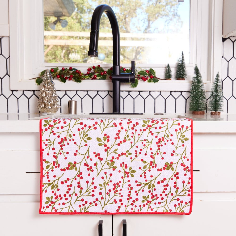 Red Berries Eco Kitchen Tea Towel Tea Towel - Rockflowerpaper