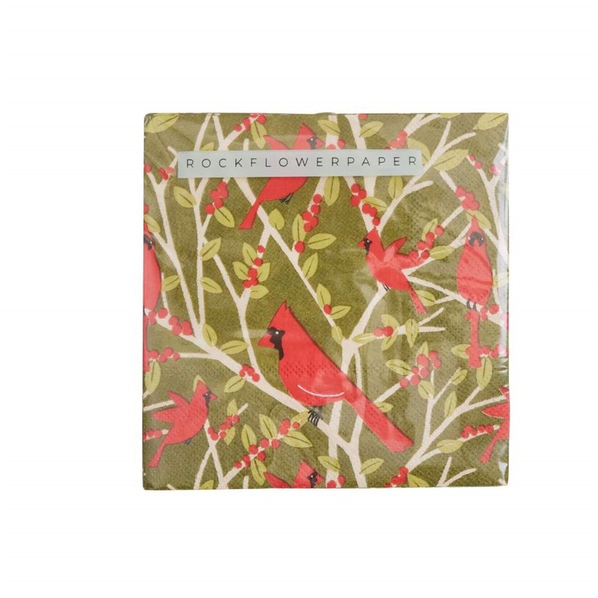 Red Cardinal Paper Cocktail Napkins (Pack of 20) Paper Cocktail Napkin - rockflowerpaper