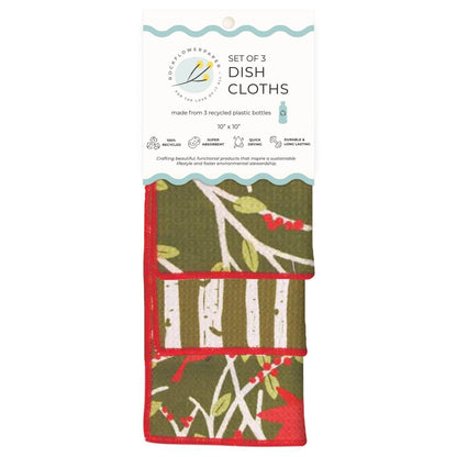 Red Cardinals Eco Dish Cloth (Set of 3) Reusable Dish Cloth - Rockflowerpaper