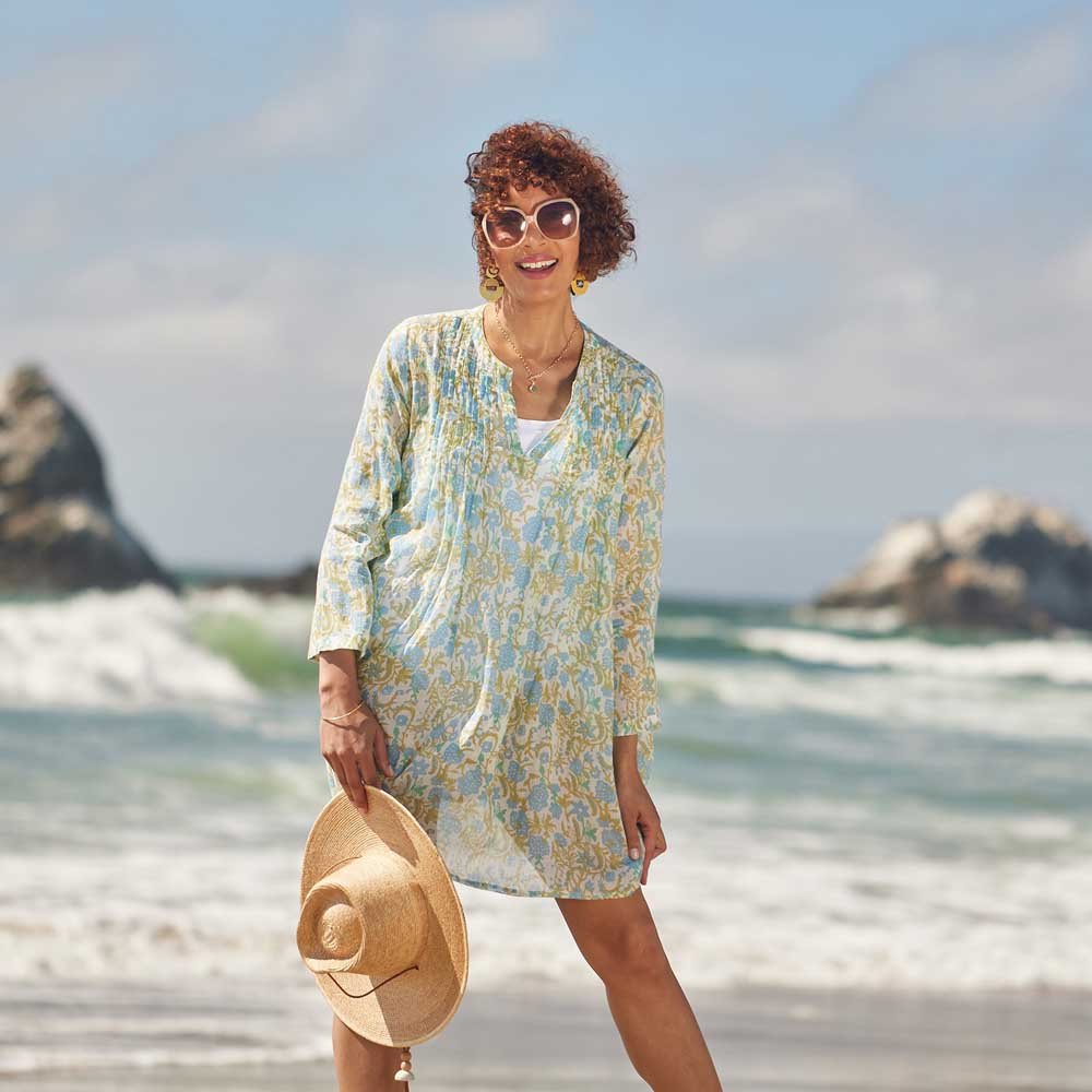 Reese blu Cotton Pintuck Beach Coverup Swim Cover Up - rockflowerpaper